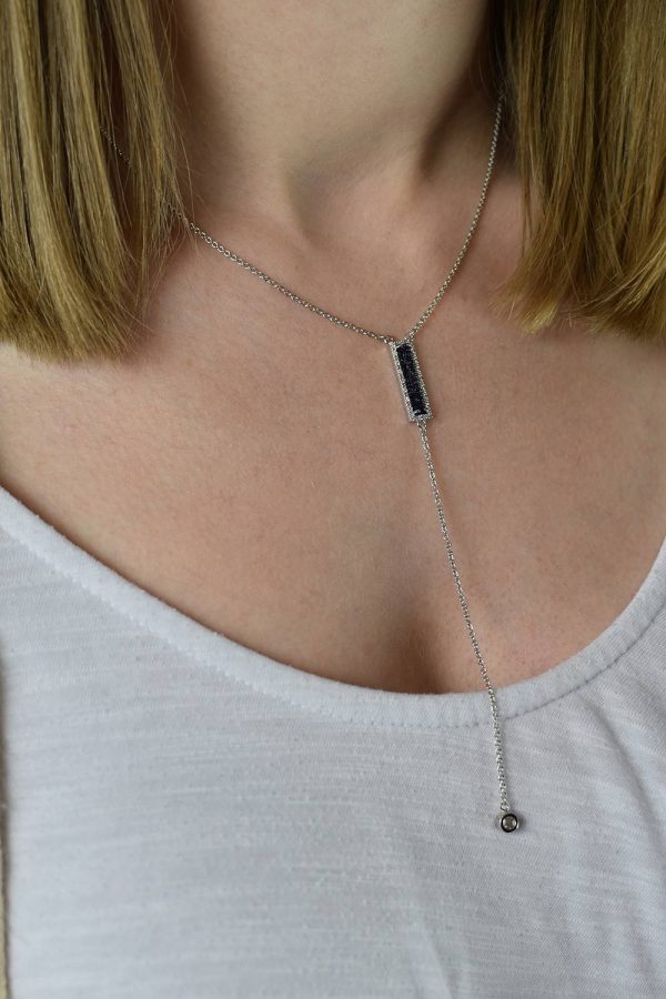 Blue Sand Stone Drop Bar Necklace - Image 3