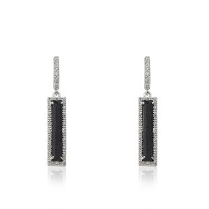 Blue Sand Stone Drop Bar Earrings