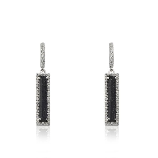 Blue Sand Stone Drop Bar Earrings