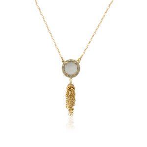 White Sand Stone Tassel Necklace