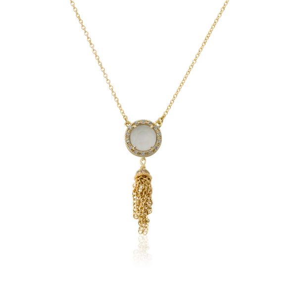 White Sand Stone Tassel Necklace