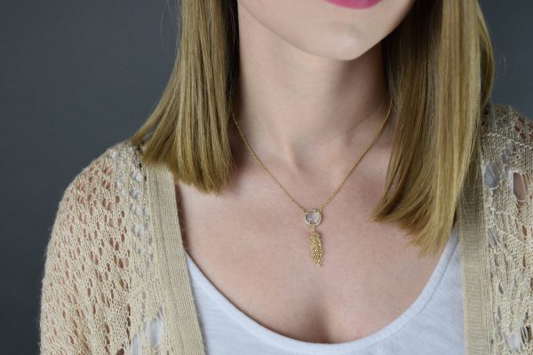 White Sand Stone Tassel Necklace - Image 3