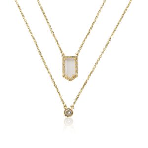 White Sand Stone Bezel Drop Necklace