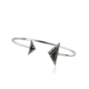 Blue Sand Stone Triangle Bangle Bracelet