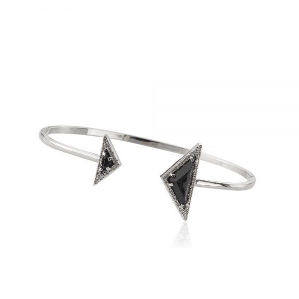 Blue Sand Stone Triangle Bangle Bracelet