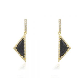 Blue Sand Stone Triangle Dangle Earrings