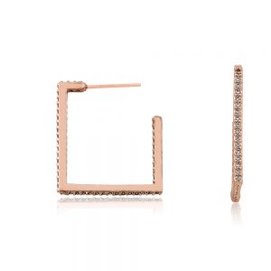 Rose Gold Square Hoop Earrings