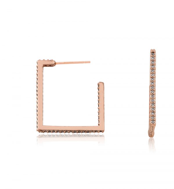 Rose Gold Square Hoop Earrings