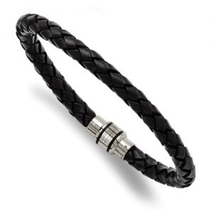 Leather and Stainless Steel Bracelet